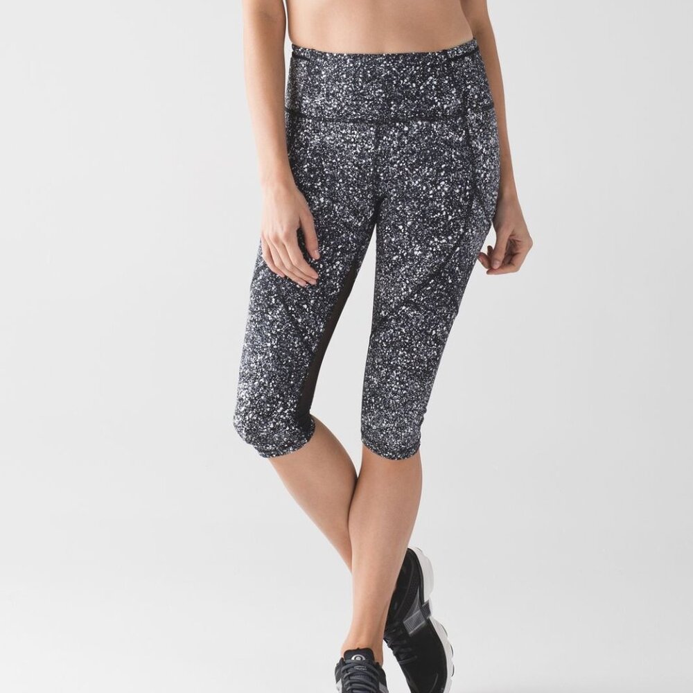 Lululemon Splatter Print Mesh Panel Crop Leggings Size 4
